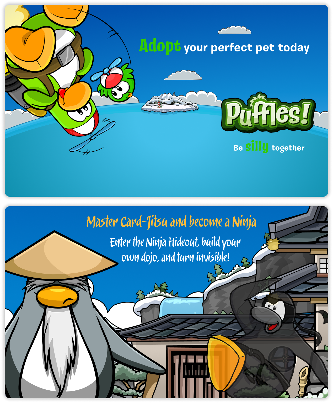 Snowy penguin world